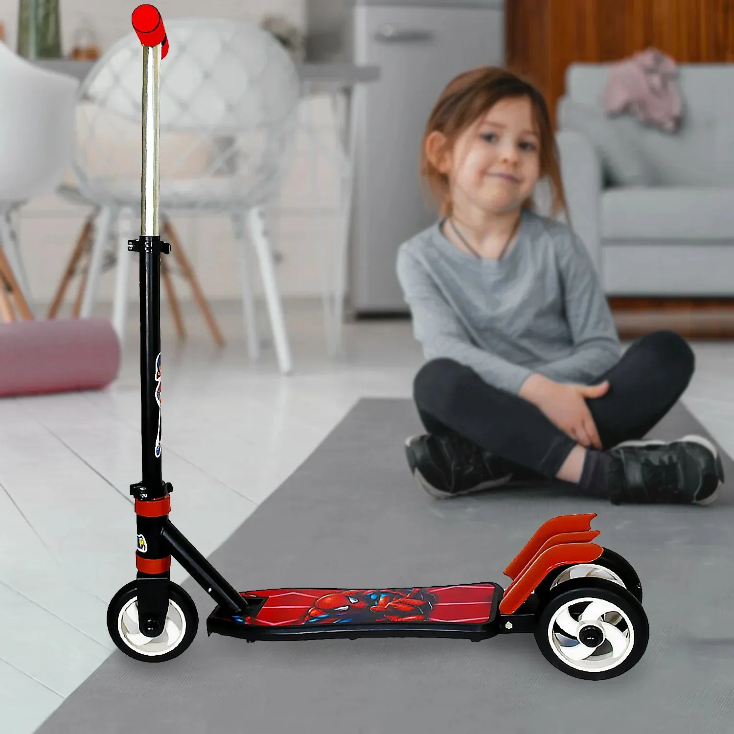 17827 BASIC KIDS RIDE ON LEG PUSH SCOOTER FOR BOYS AND GIRLS (4 - 8 YEARS OLD KIDS) FOLDABLE SCOOTER CYCLE WITH HEIGHT ADJUSTMENT FOR BOYS AND GIRLS MULTICOLOR (1 PC / 2 & 3 WHEEL)