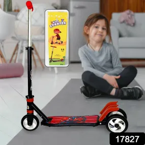 17827 BASIC KIDS RIDE ON LEG PUSH SCOOTER FOR BOYS AND GIRLS (4 - 8 YEARS OLD KIDS) FOLDABLE SCOOTER CYCLE WITH HEIGHT ADJUSTMENT FOR BOYS AND GIRLS MULTICOLOR (1 PC / 2 & 3 WHEEL)