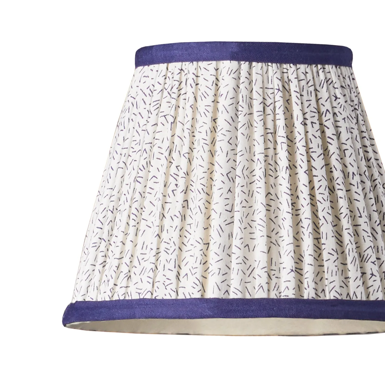 18cm pendant shade in navy & white dashee block printed cotton