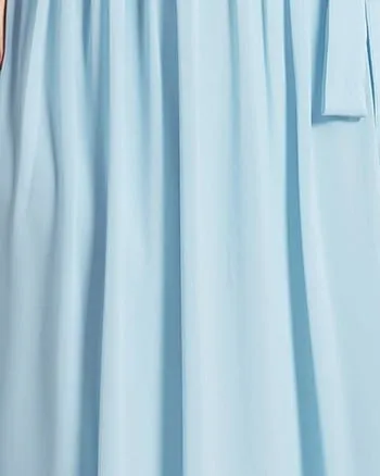 A-Line Pleated Chiffon Tie-Waist Evening Dress | Sky Blue