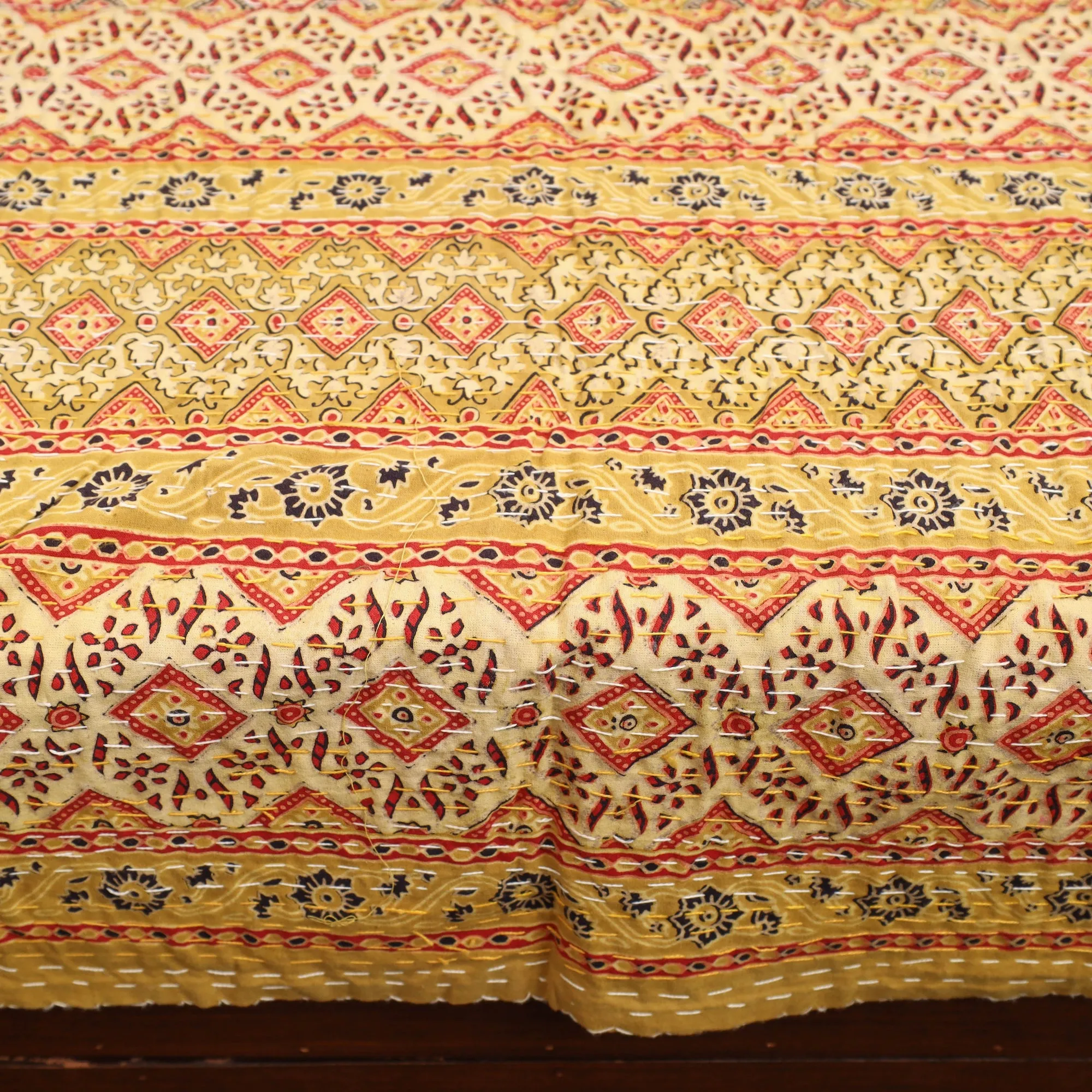 Ajrakh Print Double Tagai Kantha Bed Cover 42