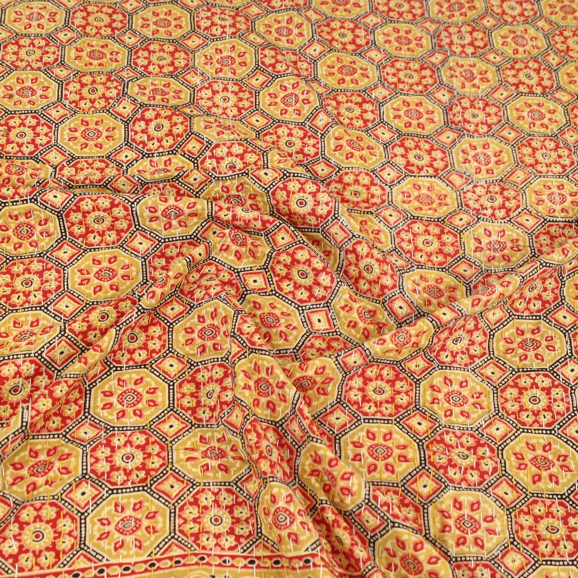 Ajrakh Print Double Tagai Kantha Bed Cover 42