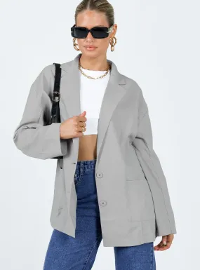Amber Oversized Linen Blazer Grey