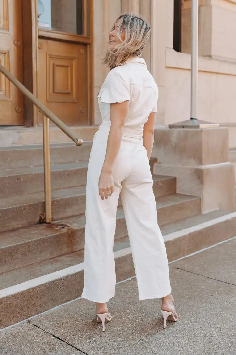 Aria Ivory Short Sleeve Jumpsuit