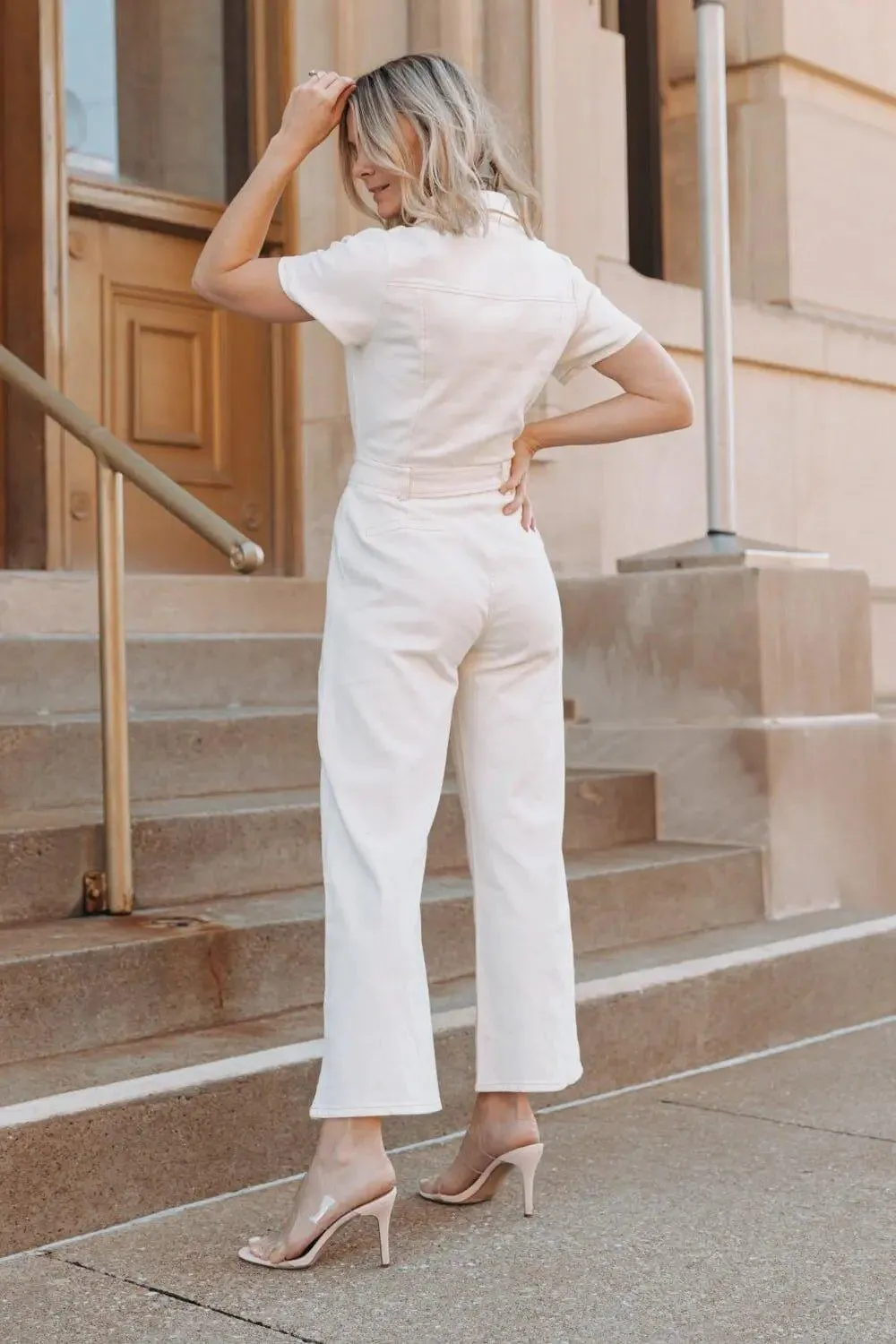 Aria Ivory Short Sleeve Jumpsuit