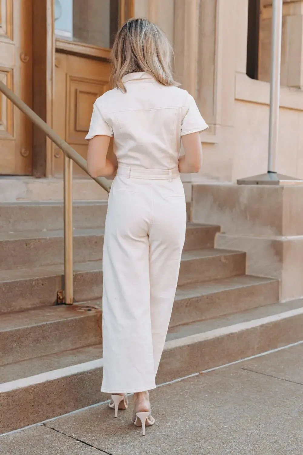 Aria Ivory Short Sleeve Jumpsuit