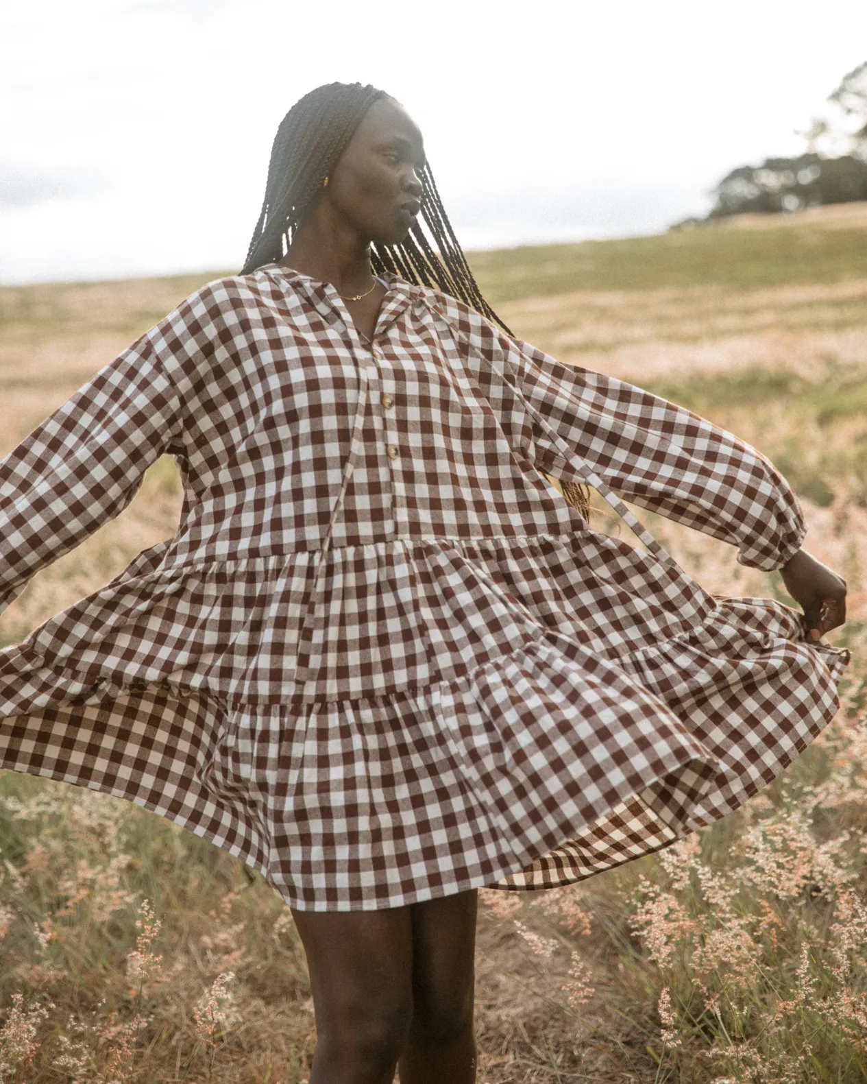 Avalon Smock Dress | Brown Gingham
