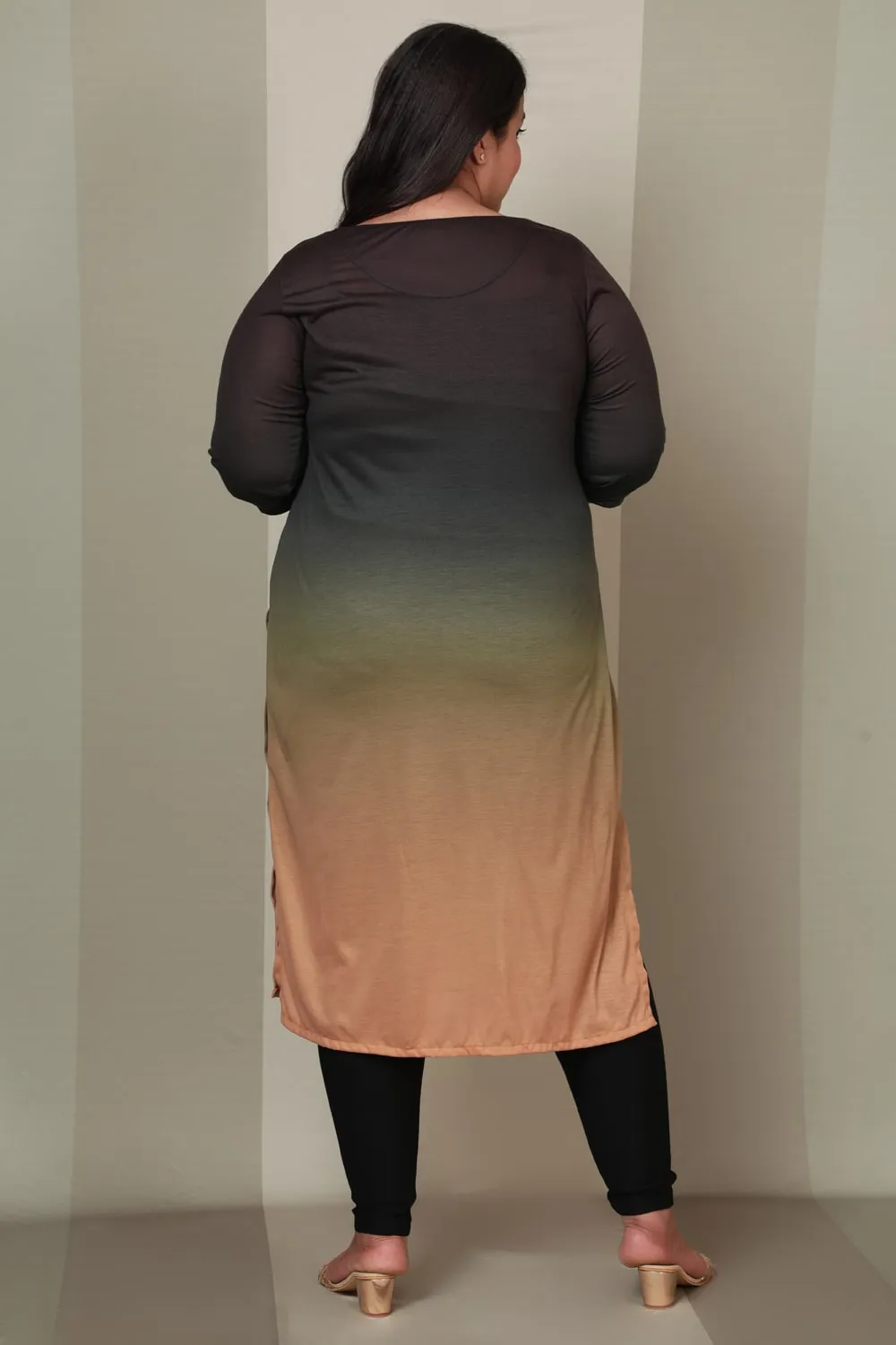 Black Beige Ombre Kurta