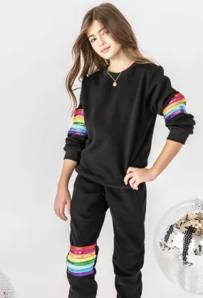 Black Rainbow Sequin Set
