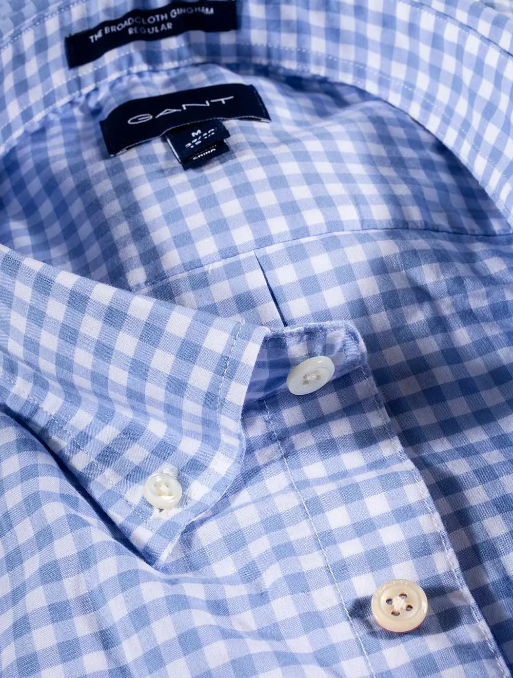Broadcloth Gingham Regular Fit Short Sleeve Shirt Capri Blue