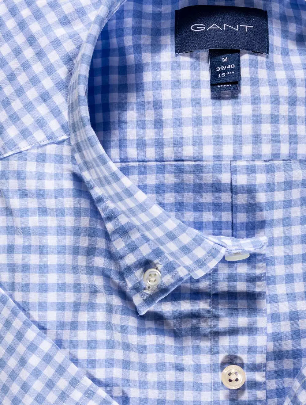 Broadcloth Gingham Regular Fit Short Sleeve Shirt Capri Blue