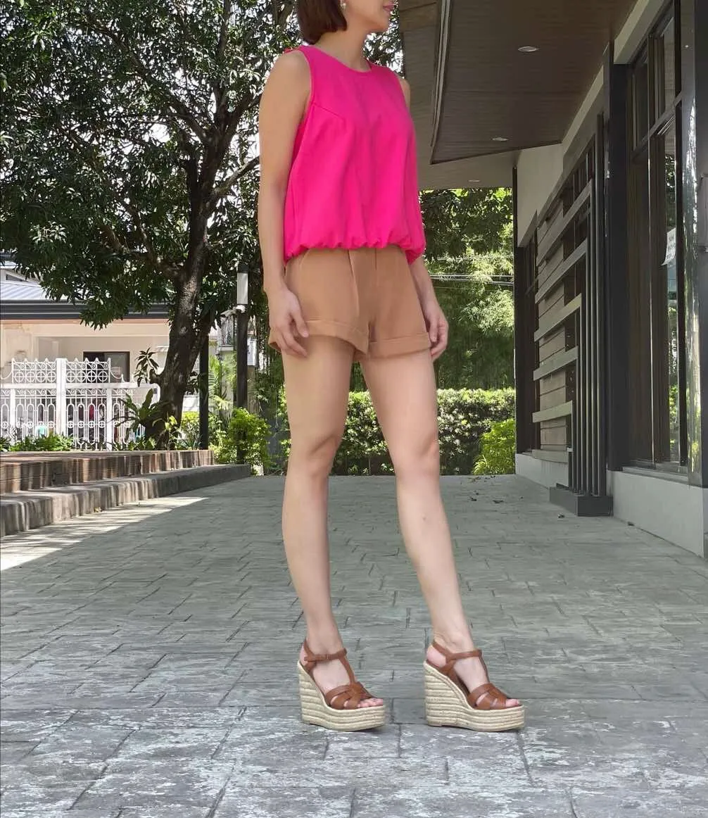 Caress High Waisted Shorts in Camel