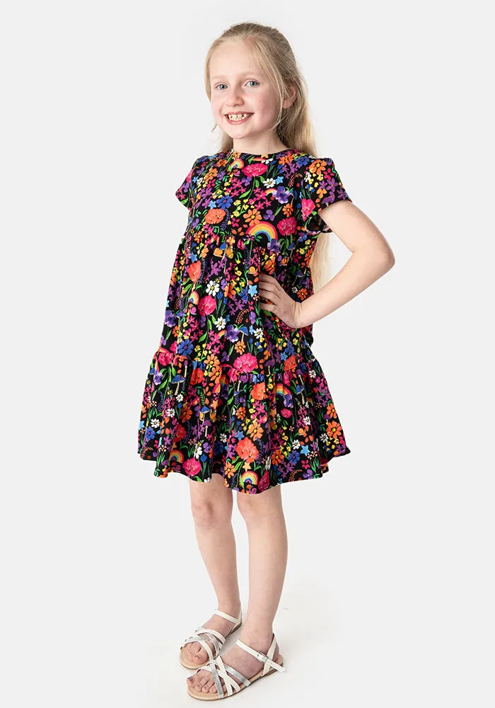 Children's Garden Rainbow Print Cotton Dress (Liv)