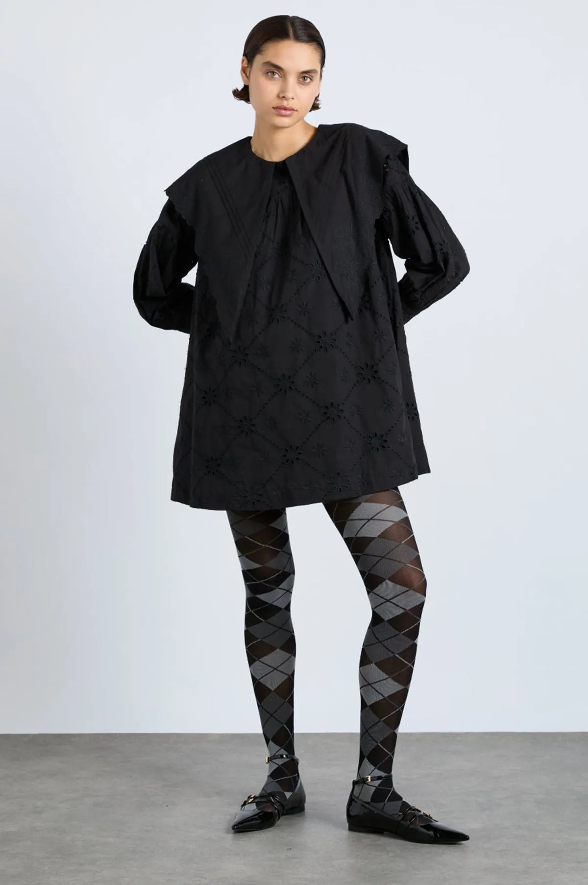 Clementine Collared Mini Dress Black