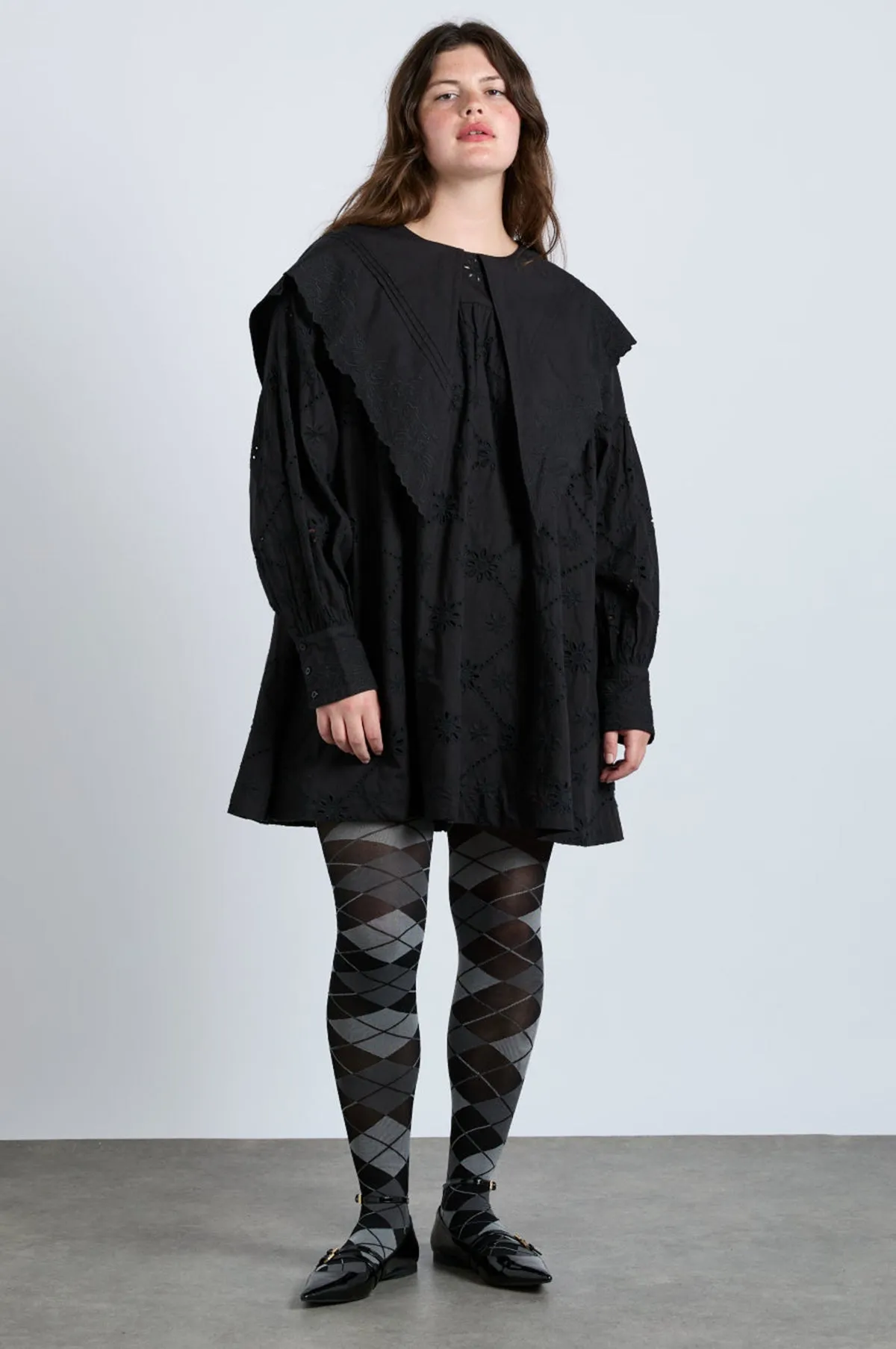 Clementine Collared Mini Dress Black