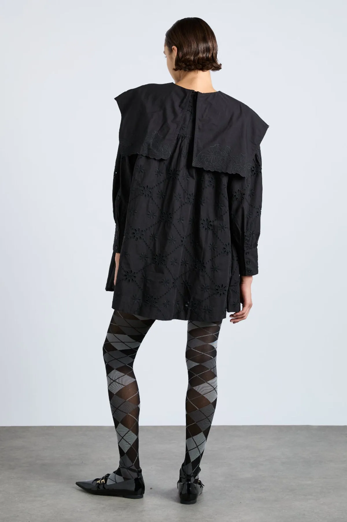 Clementine Collared Mini Dress Black
