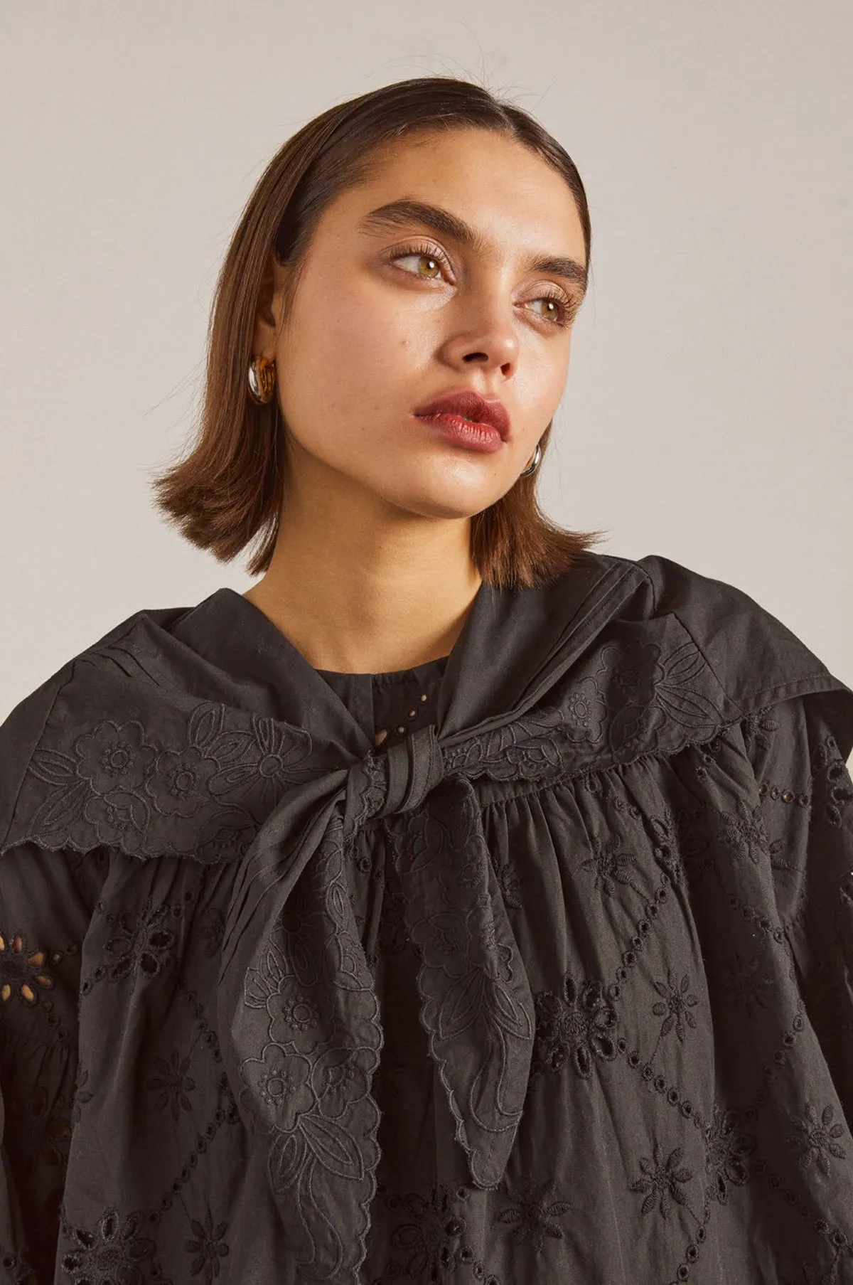 Clementine Collared Mini Dress Black