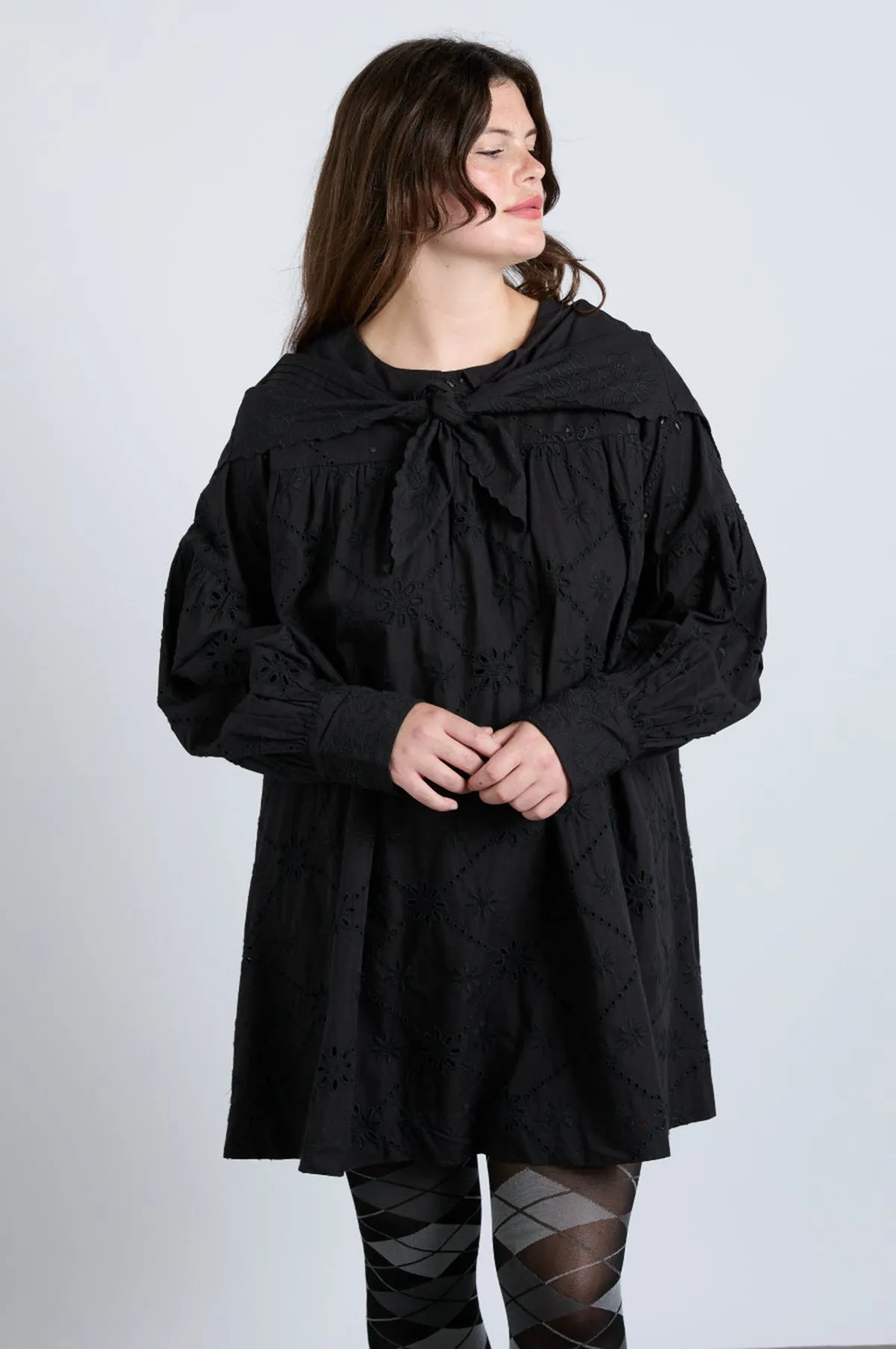 Clementine Collared Mini Dress Black