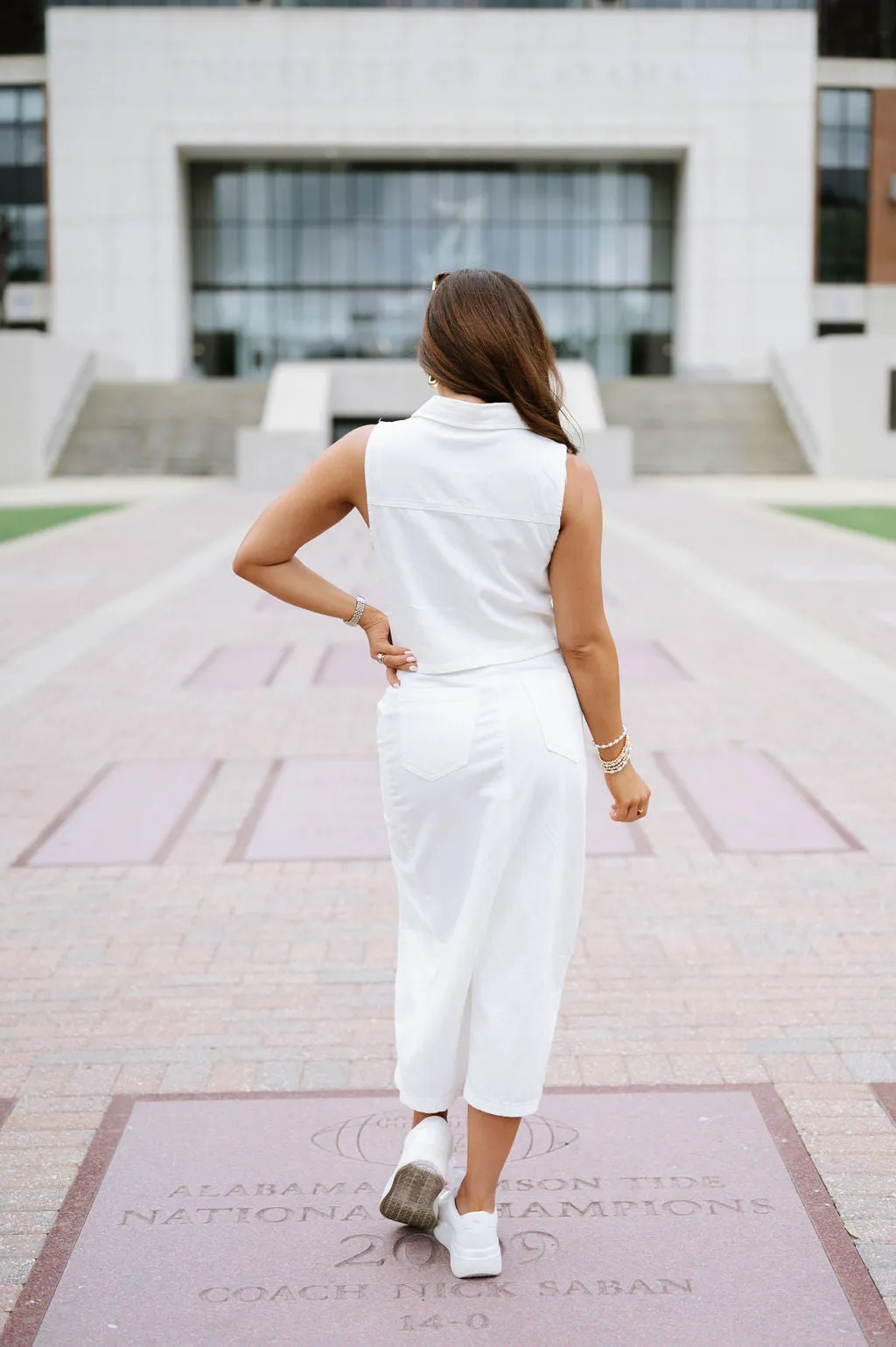 Collier Denim Skirt Set- Off White