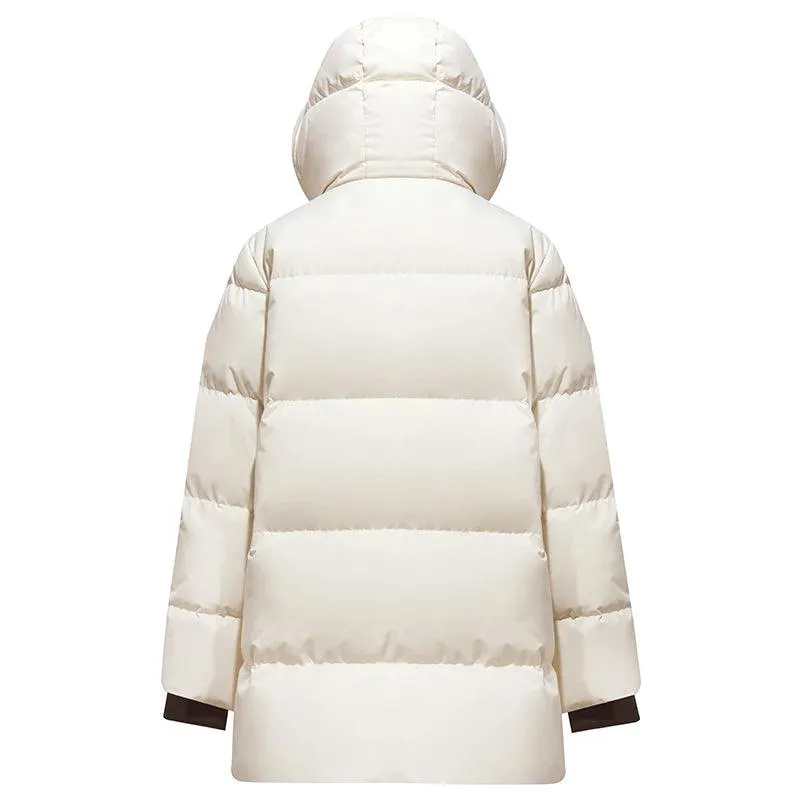 Contrast Hooded Goose Down Jacket