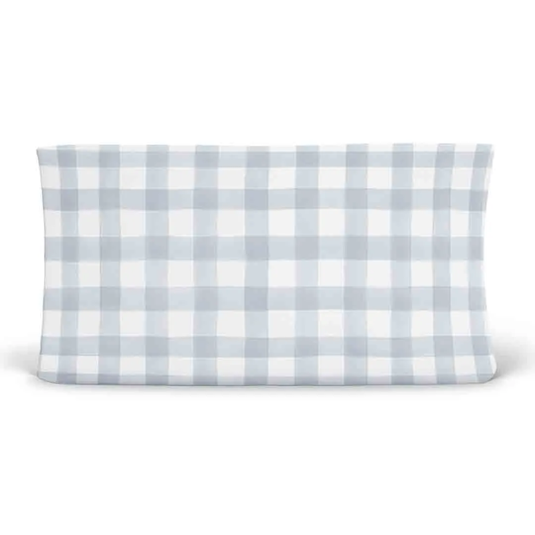 Dusty Blue Gingham Changing Pad Cover