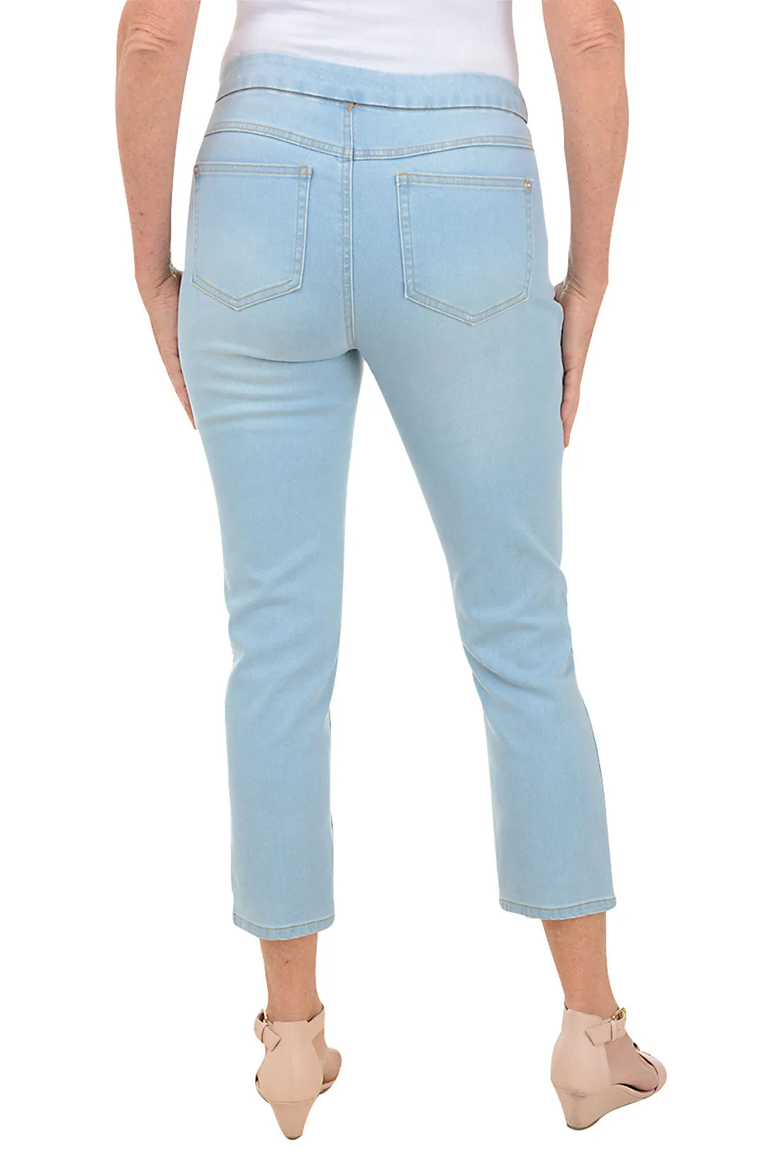 Embroidered Paisley Hem Denim Crop Pant