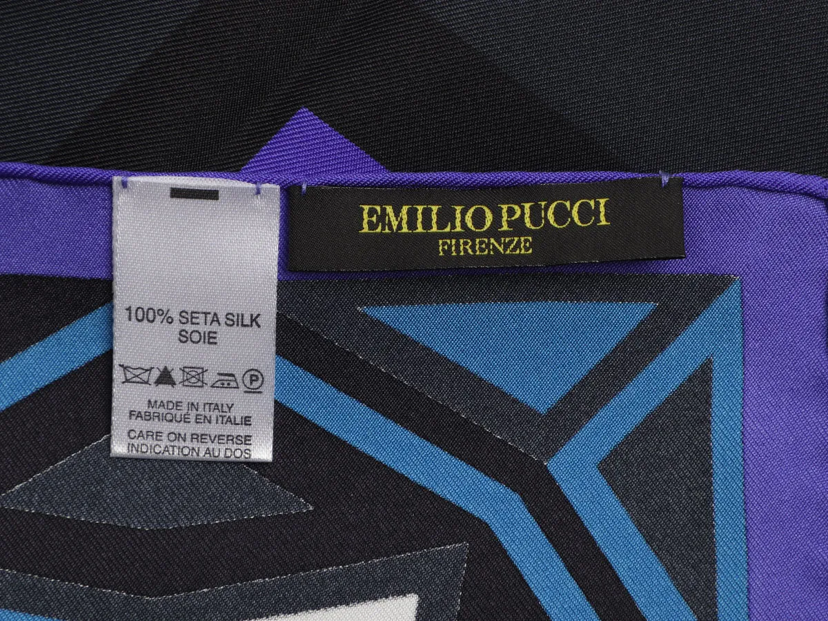Emilio Pucci Blue Geometricle Silk Scarf