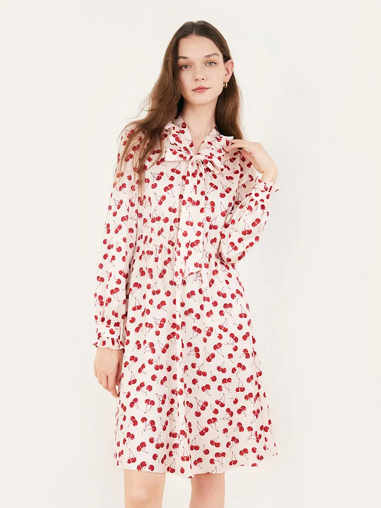 Floral Dress And Woolen Vest Two-Piece Set