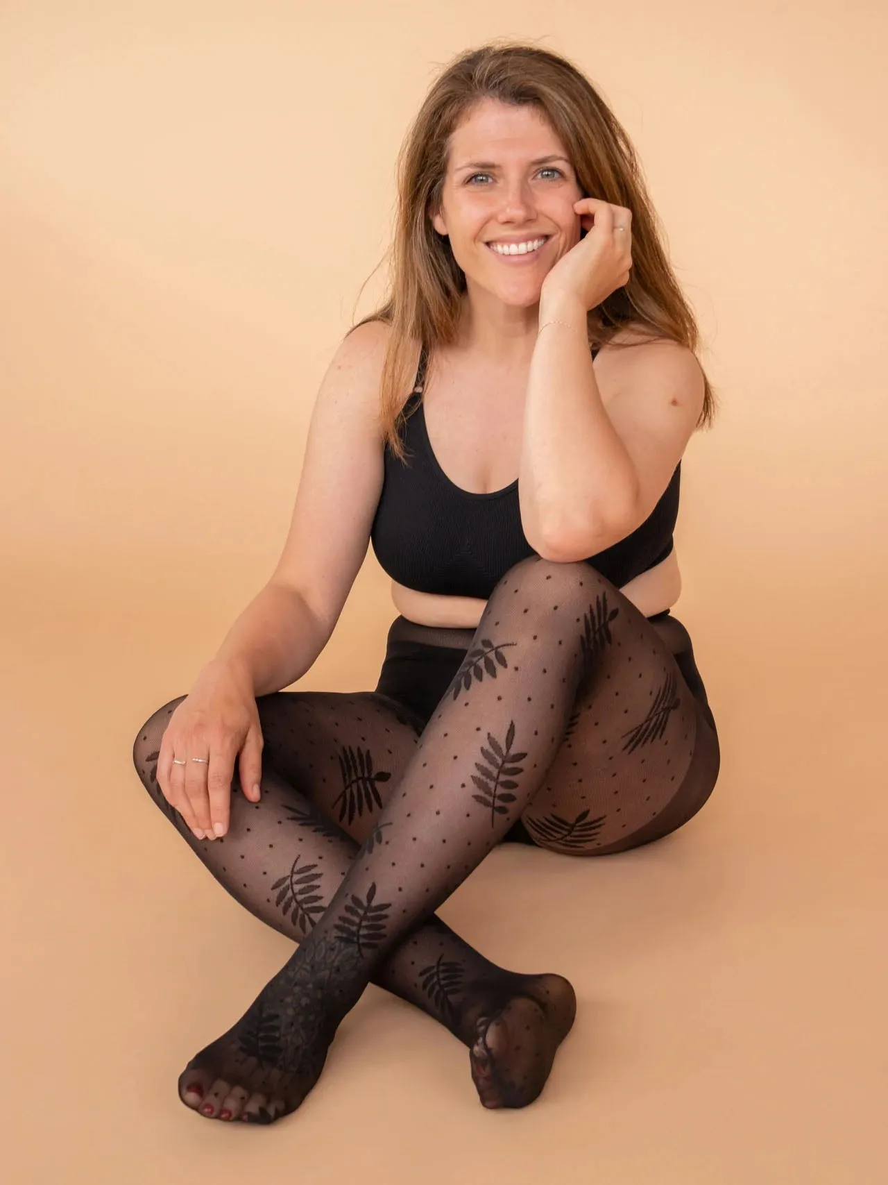 Foliage & Dot Pattern Tights