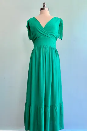 Green Tie-Shoulder Maxi Dress by Molly Bracken