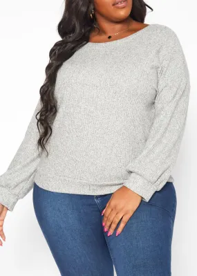 Hi Curvy Plus Size Women Open Back Knit Sweater