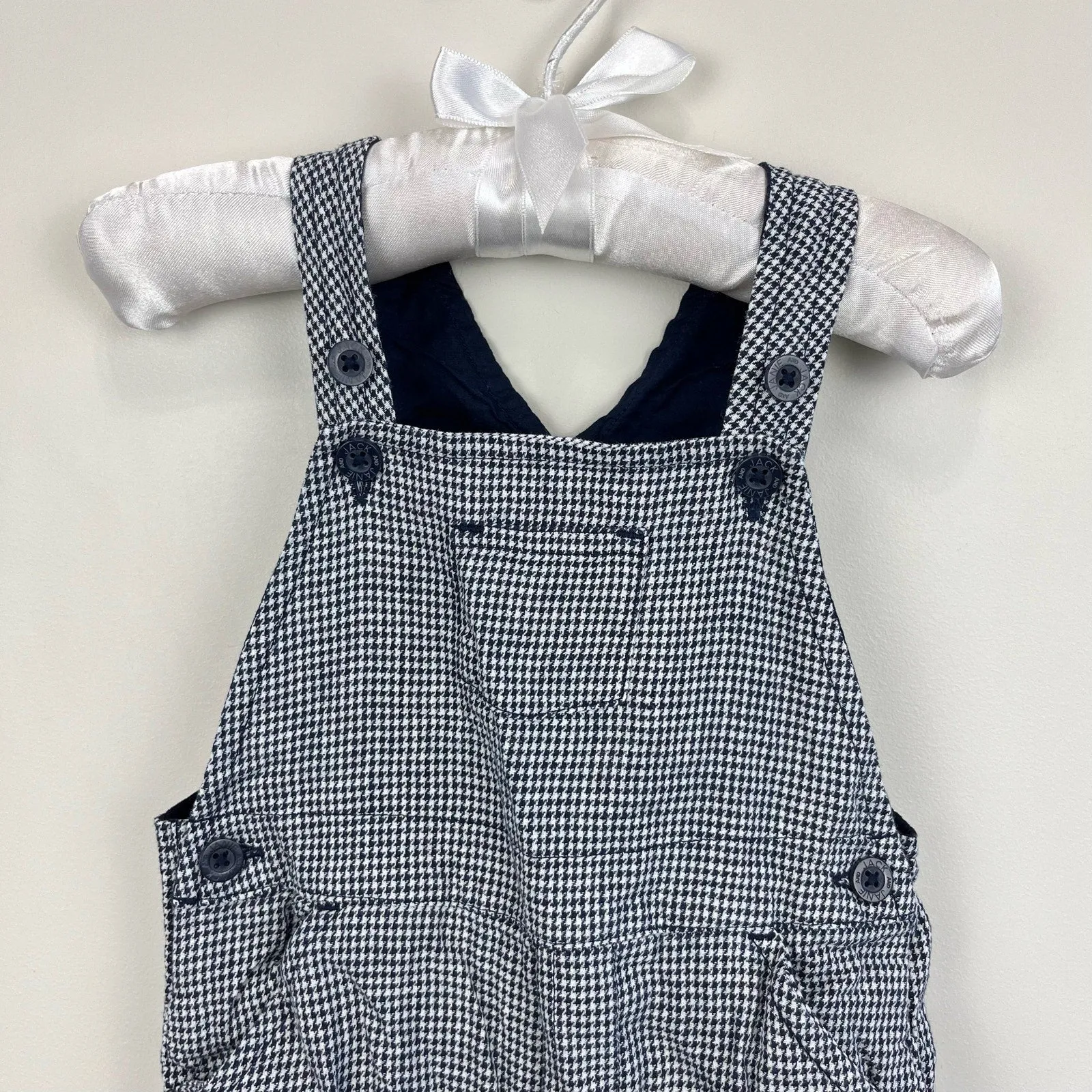 Janie and Jack Navy Blue Houndstooth Overalls 6-12 Months