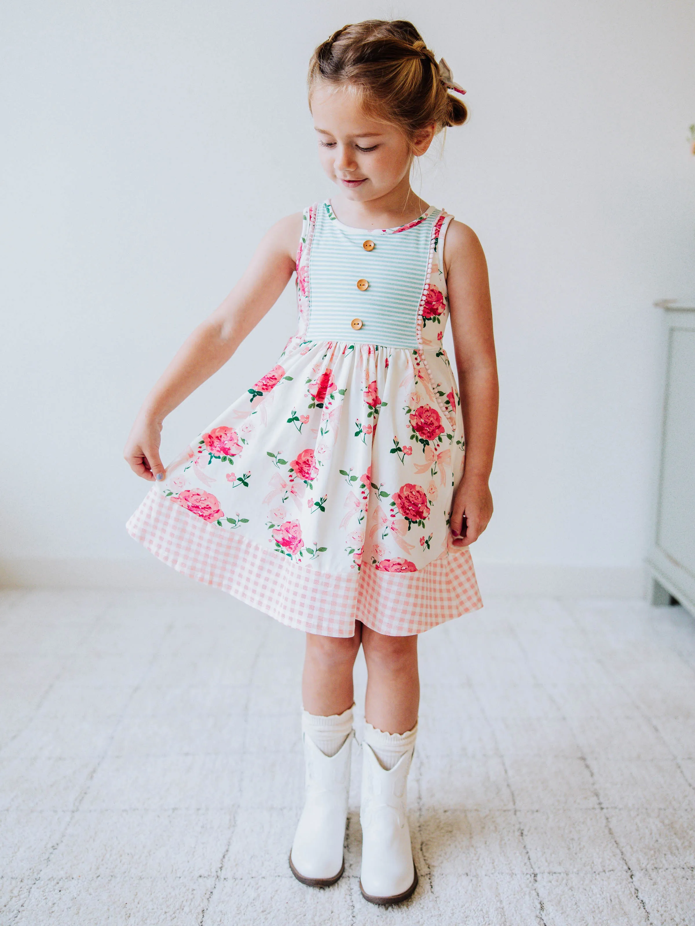 Kate Dress - Pink Rose Bouquet
