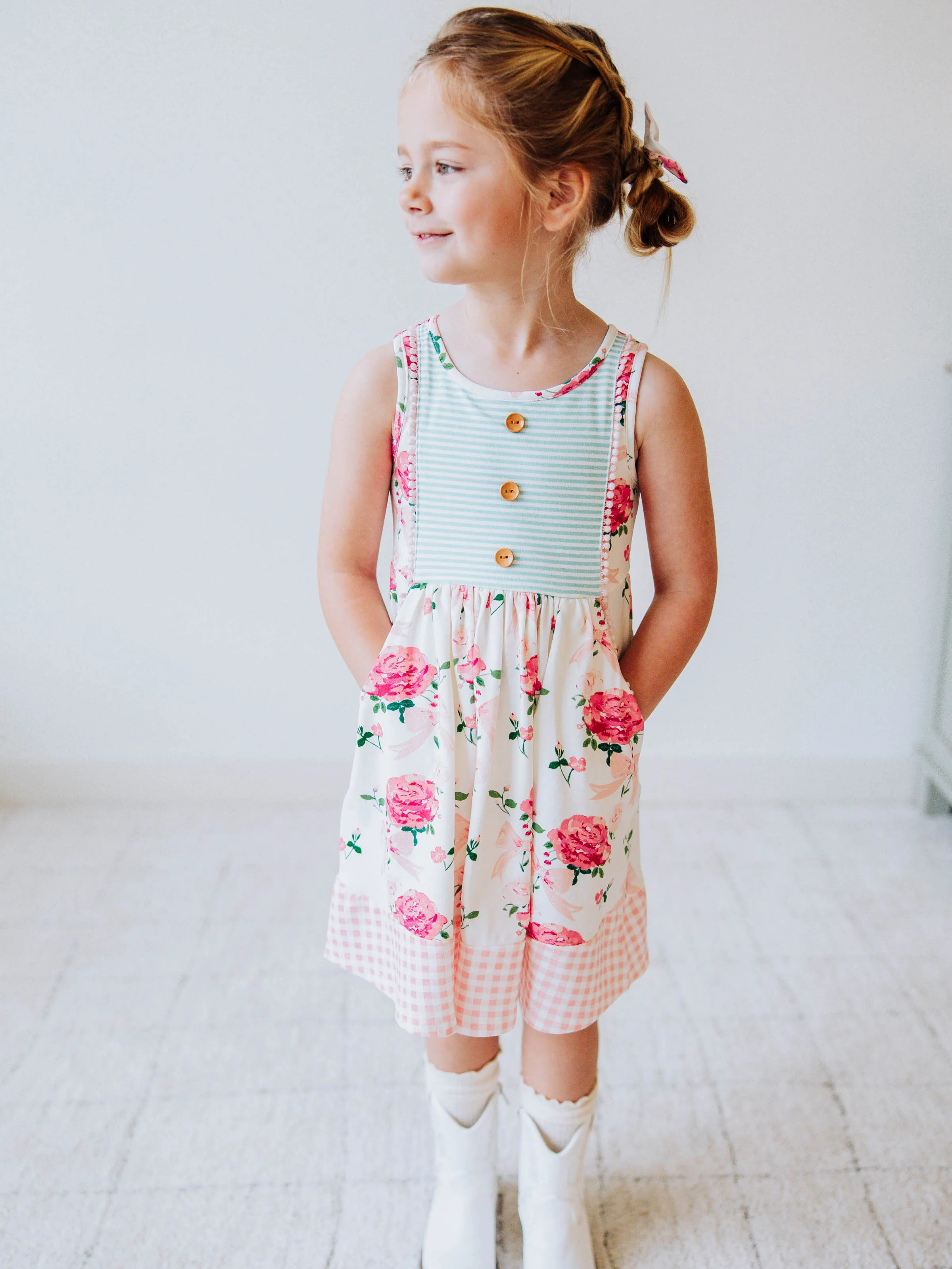 Kate Dress - Pink Rose Bouquet