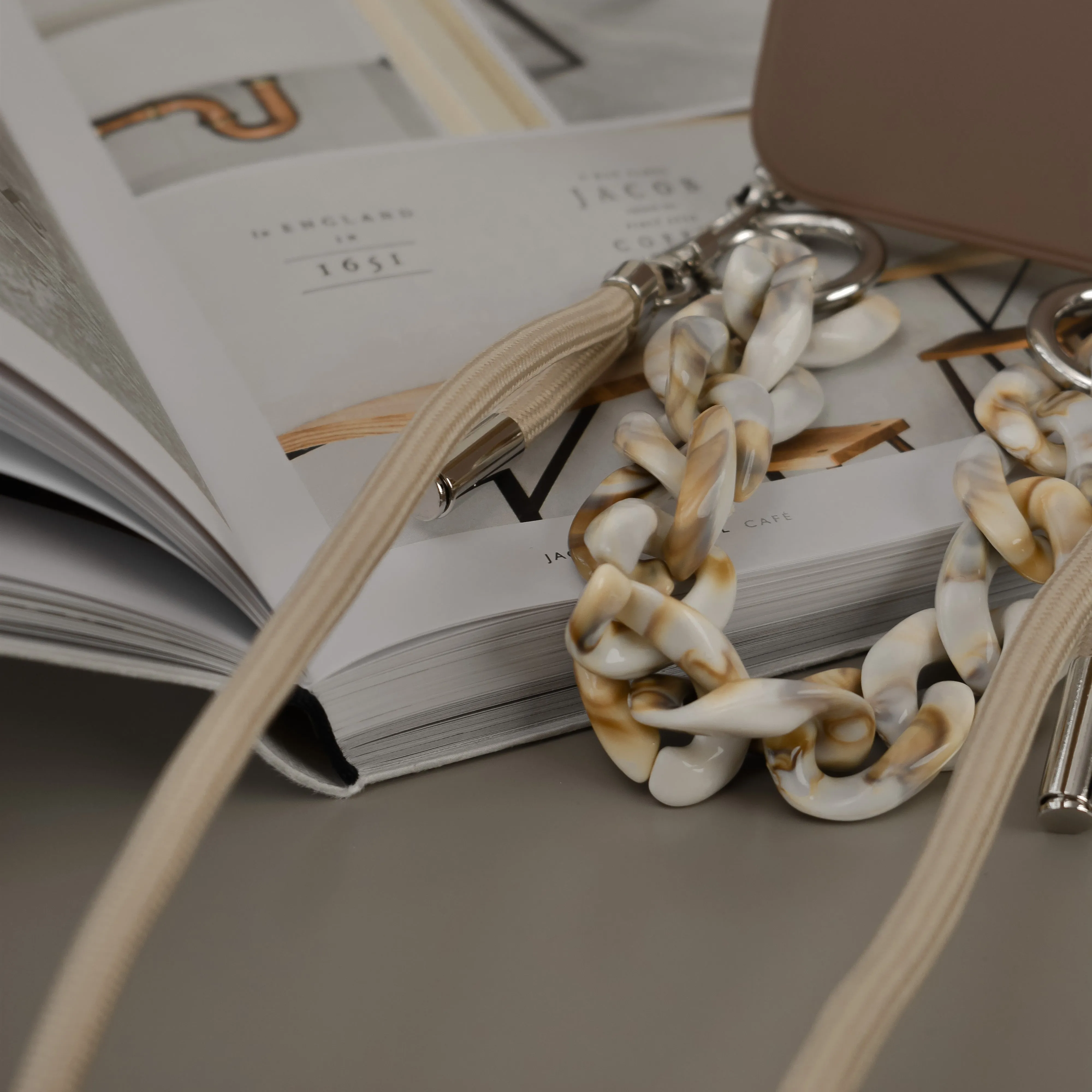 Lanyard & Chain Phone Case - Brown
