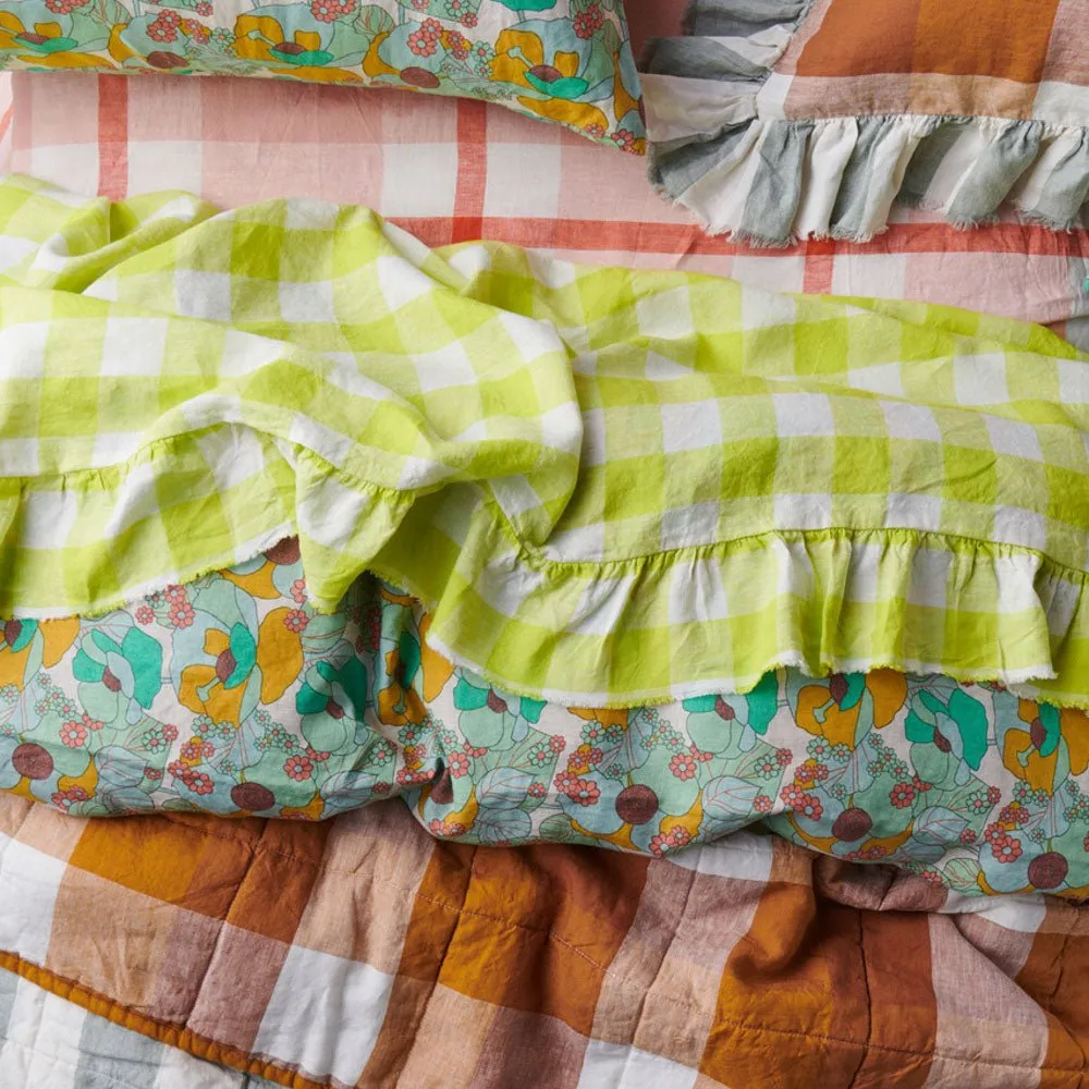 Limoncello 100% Linen Ruffle Flat Sheet