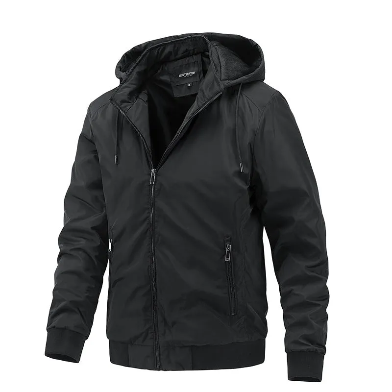 Men's Casual Solid Hooded Slim Fit Jacket
