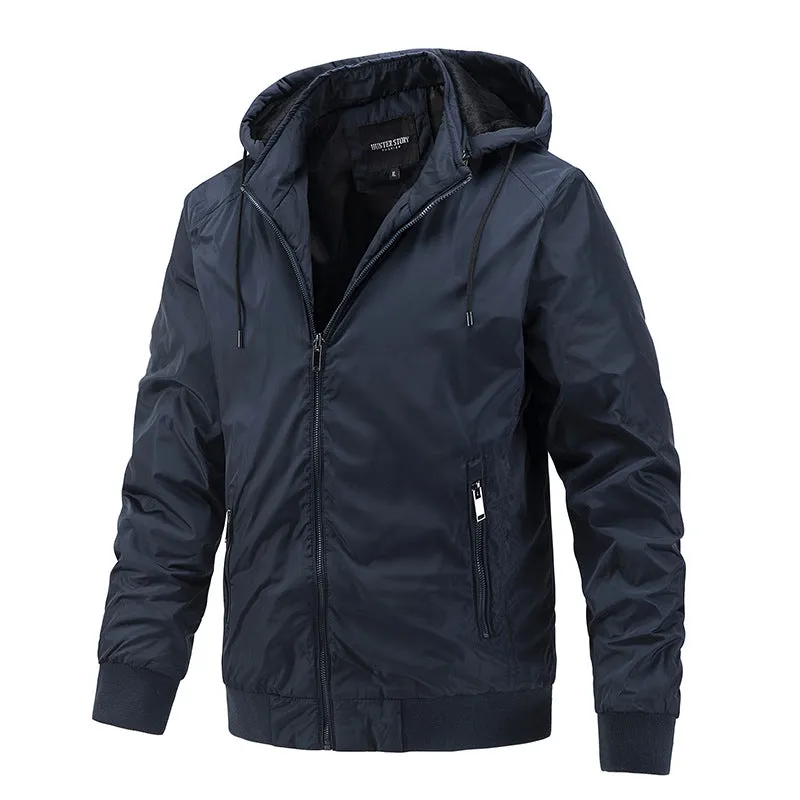 Men's Casual Solid Hooded Slim Fit Jacket