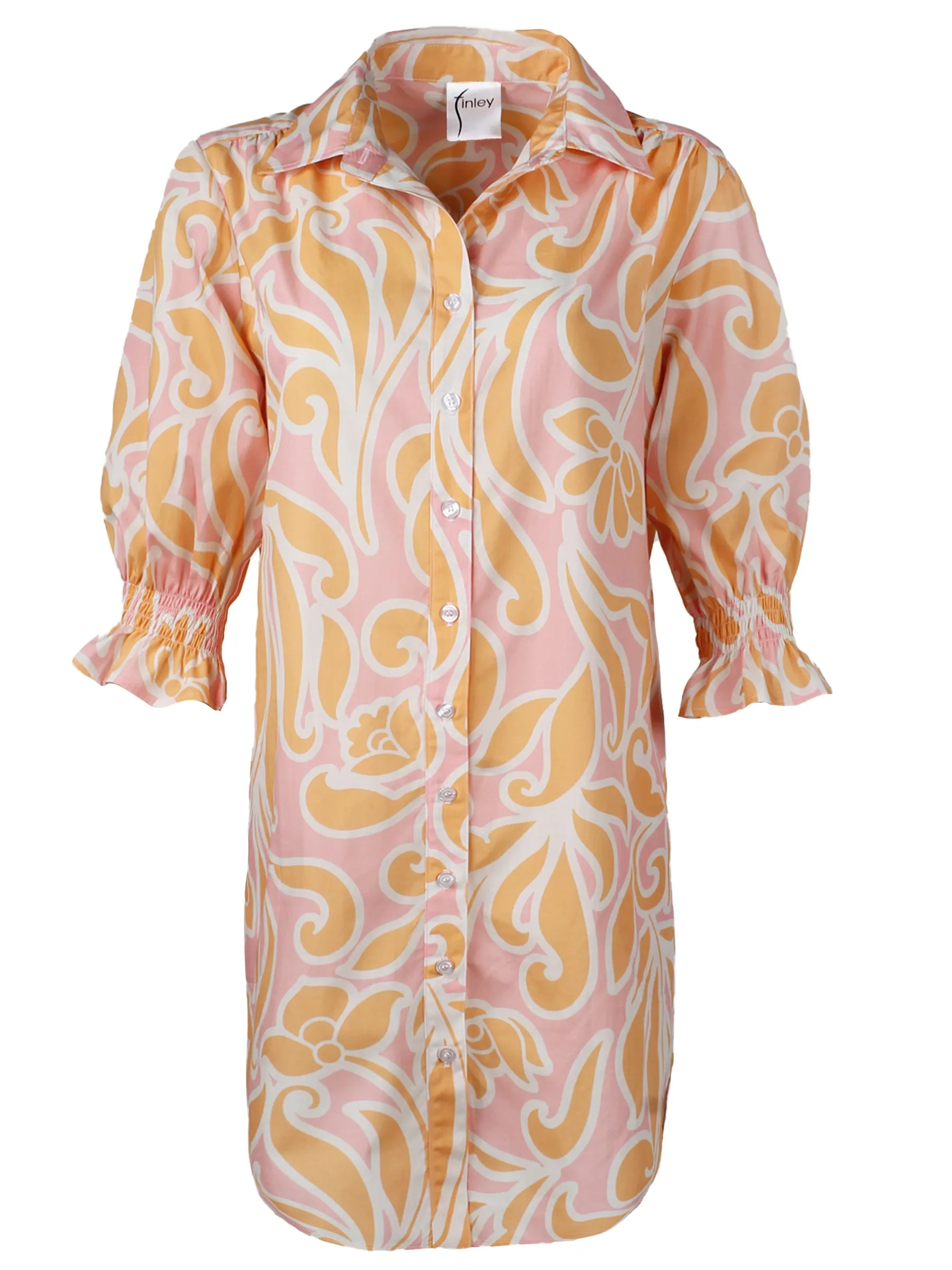 Miller Puff Sleeve Shirt Dress Sunshine Scroll