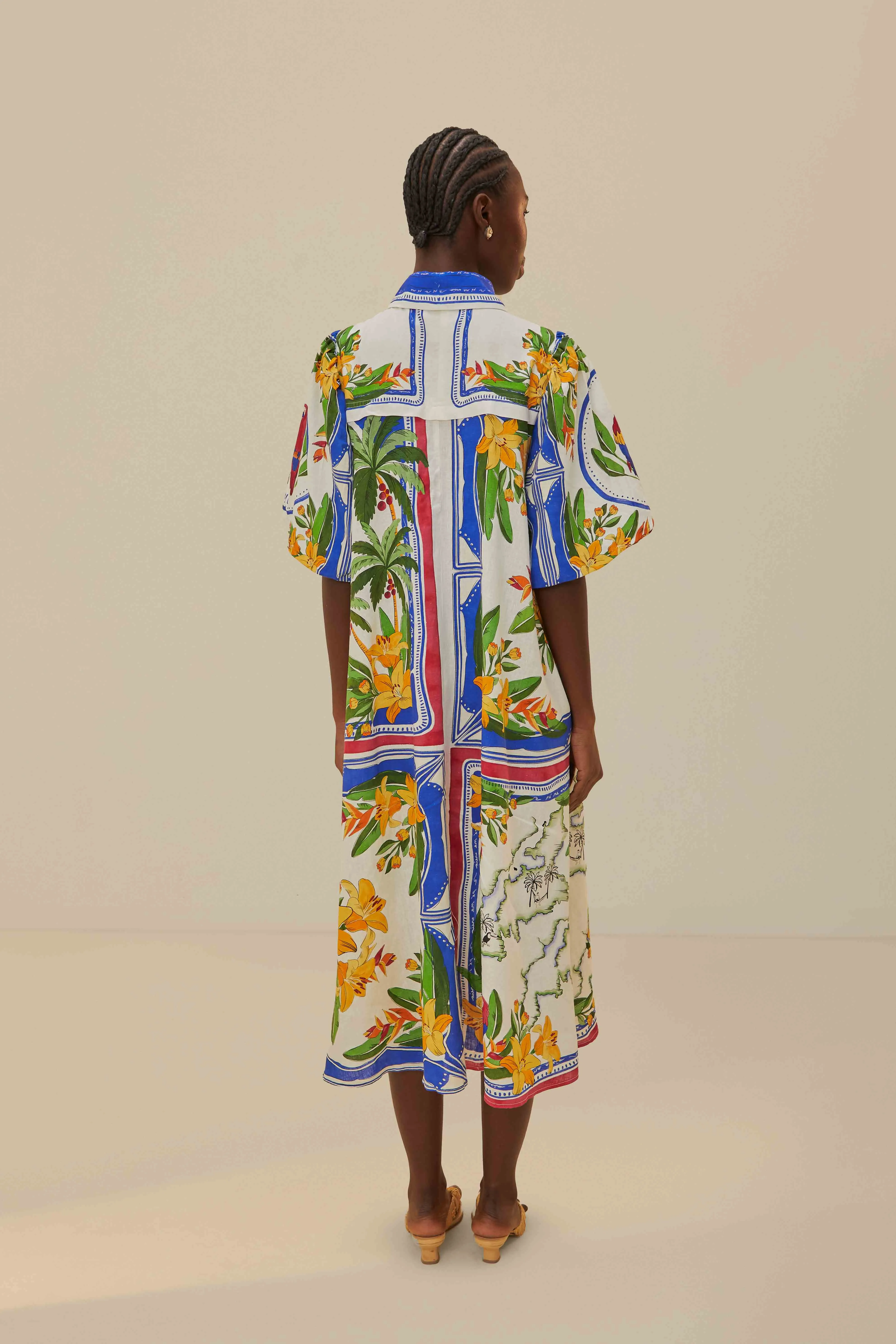 Off-White Tropical Destination Midi Dress