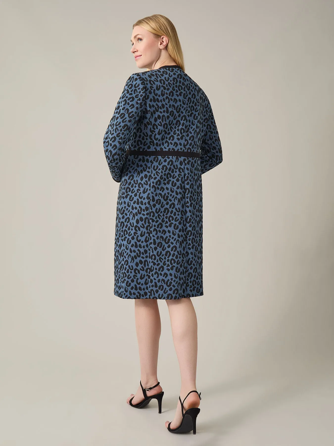 Petite Framed Waist Seam Open Topper, Animal Jacquard