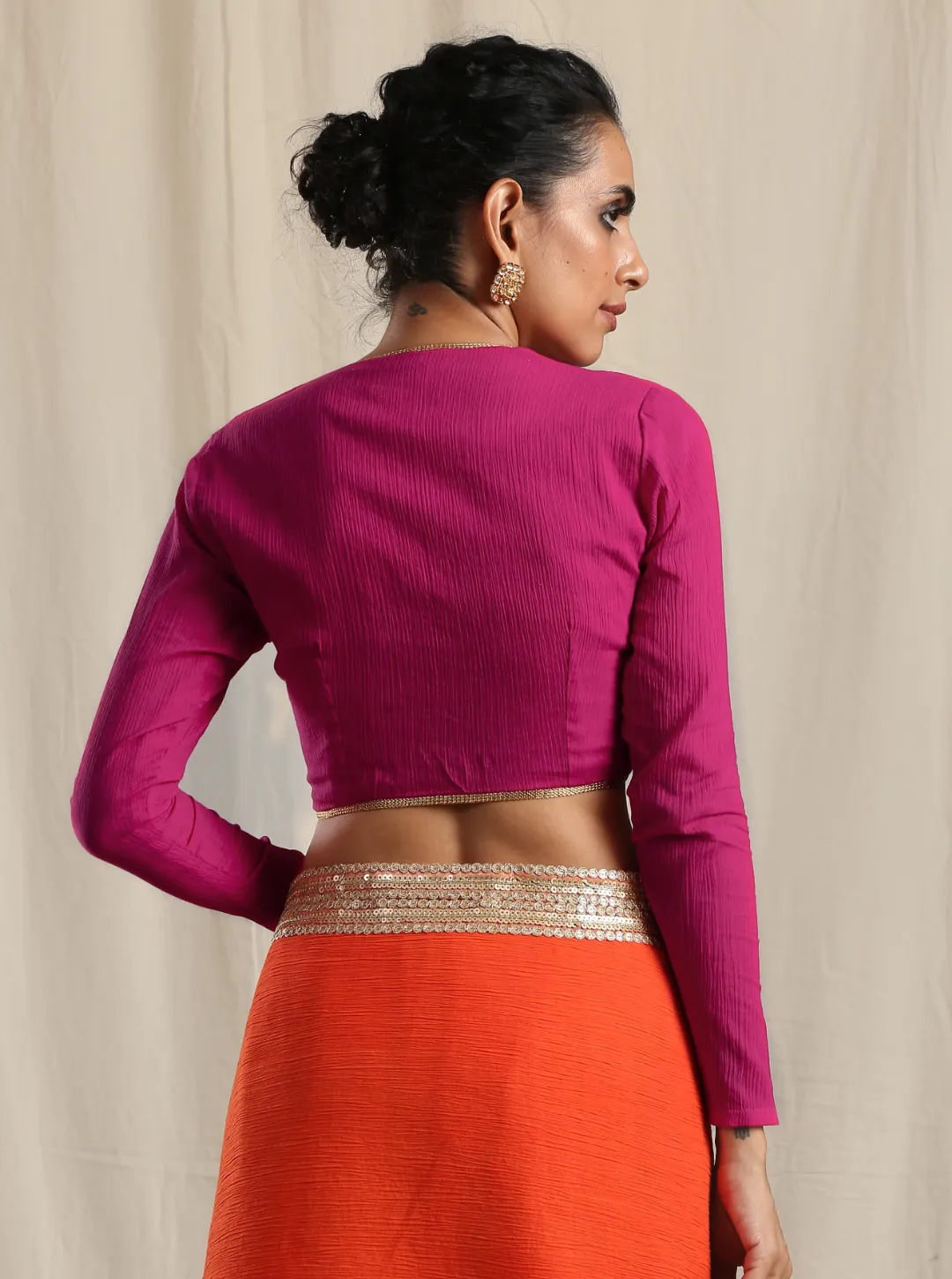 Pink Crinkle Gota Blouse