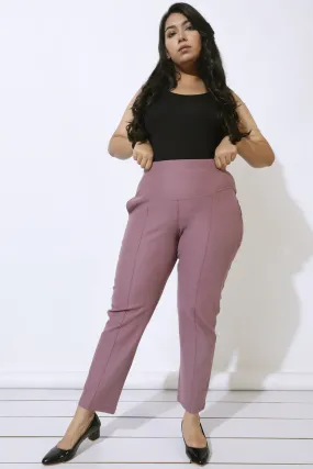 Plus Size Dusty Lilac Crease Seam Tummy Tucker Pants