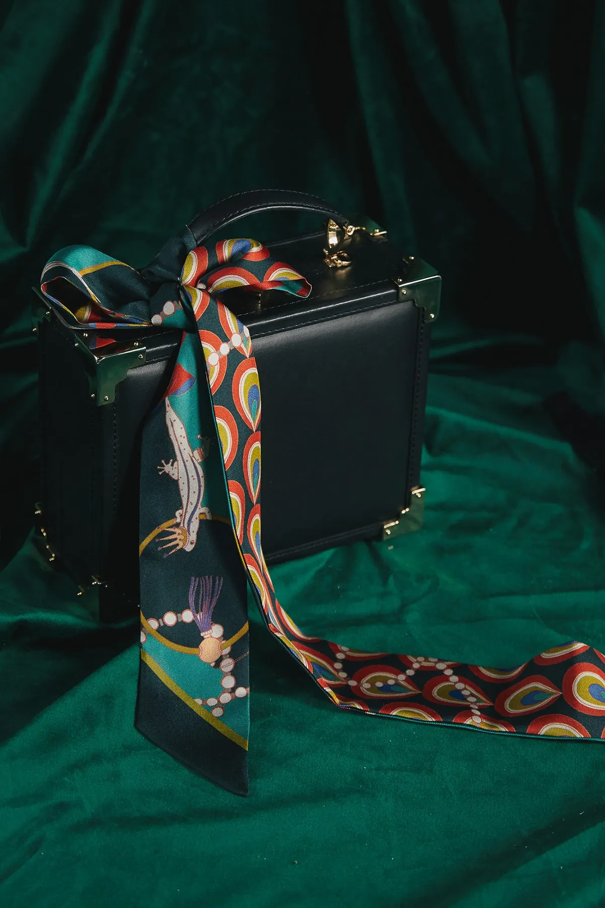 "Peacock" Silk Twilly Neck Bow