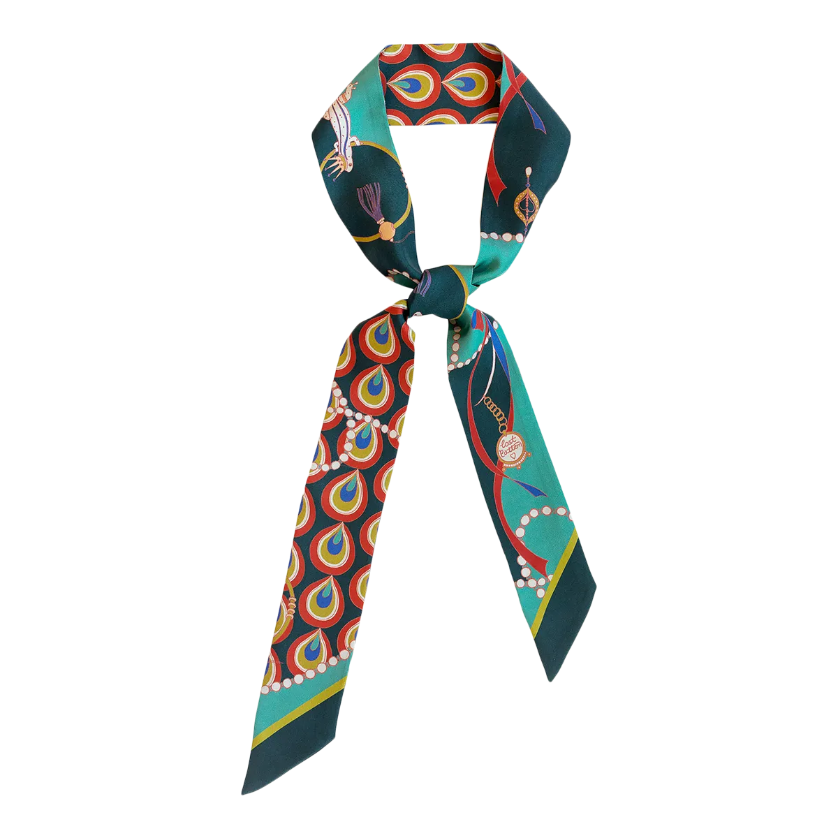 "Peacock" Silk Twilly Neck Bow