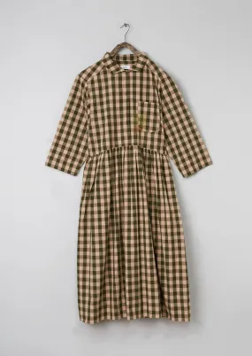 Renewed Sutton Gingham Cotton Dress Size 14 (079) | Olive