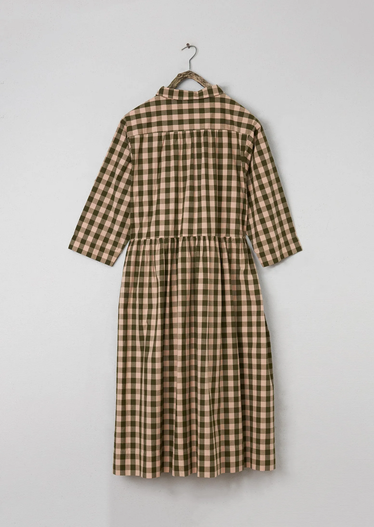 Renewed Sutton Gingham Cotton Dress Size 14 (079) | Olive