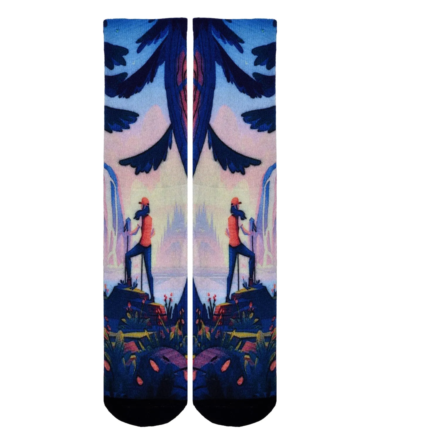 Sierra Socks Morning Hike Pattern CoolMax Socks, Nature Collection for Men & Women Eco-Friendly Colorful Crew Socks