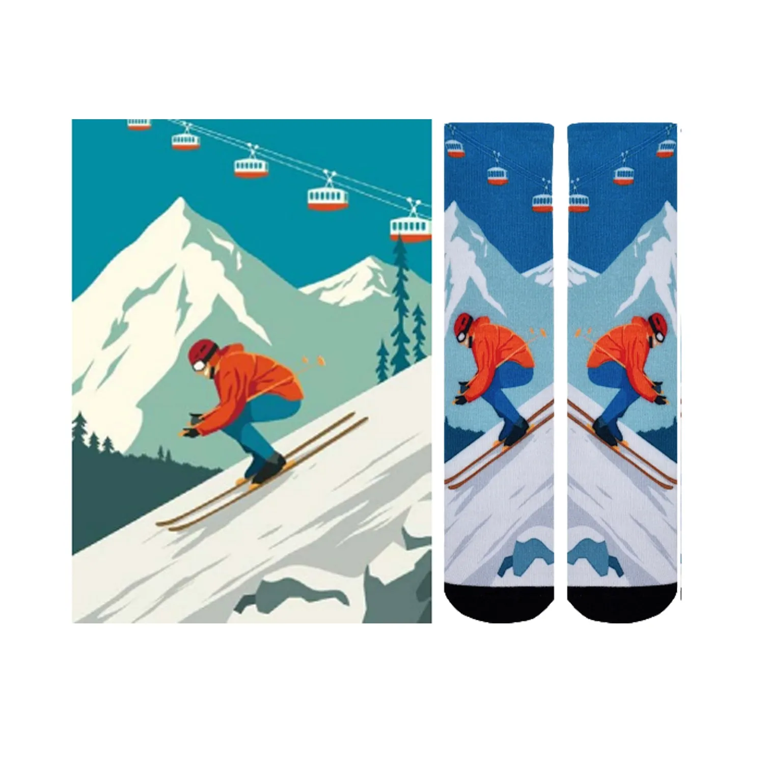 Sierra Socks Steep Slopes Pattern CoolMax Socks, Nature Collection for Men & Women Eco-Friendly Colorful Crew Socks