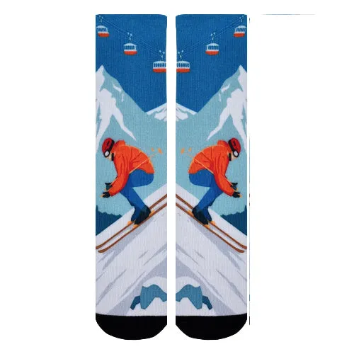 Sierra Socks Steep Slopes Pattern CoolMax Socks, Nature Collection for Men & Women Eco-Friendly Colorful Crew Socks